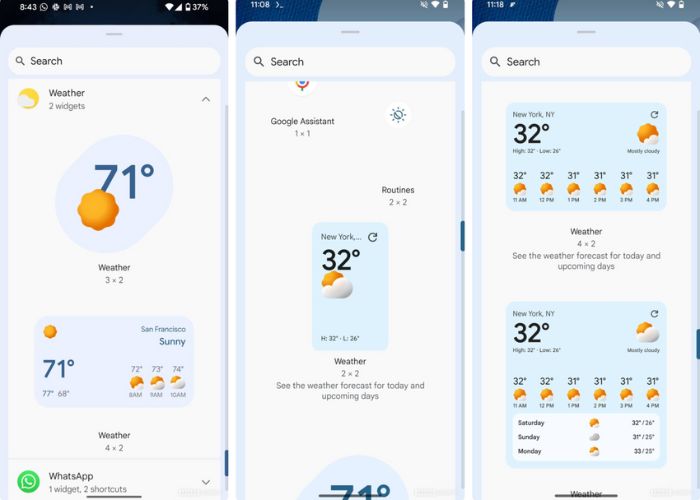 L'App Google integra 3 nuovi widget per il meteo per Android