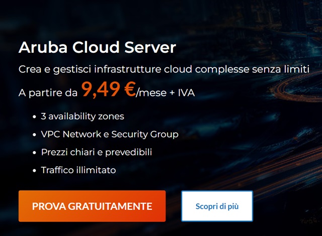 aruba cloud server offerta