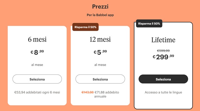 babbel app prezzi