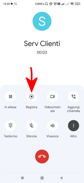 Avvio registrazione chiamata Android