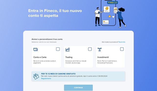 entra in fineco il tuo nuovo conto ti aspetta