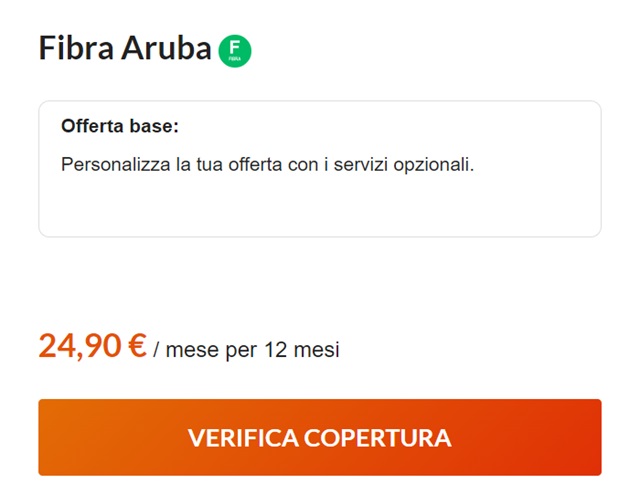 fibra aruba 24,90 euro al mese