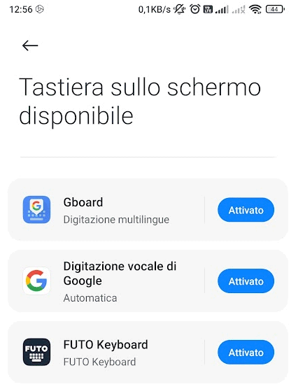 Input tastiera Android