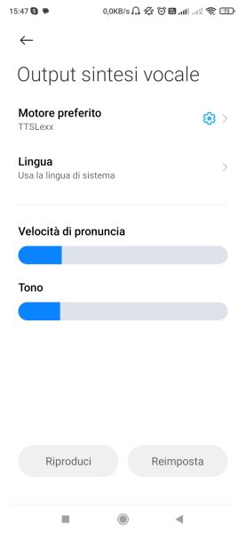 Motore sintesi vocale Android