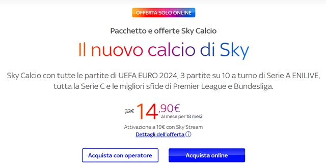 pacchetto e offerta sky calcio