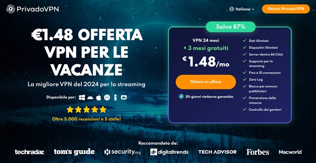 privadovpn 1,48 euro al mese