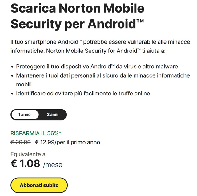 scarica norton mobile security per android