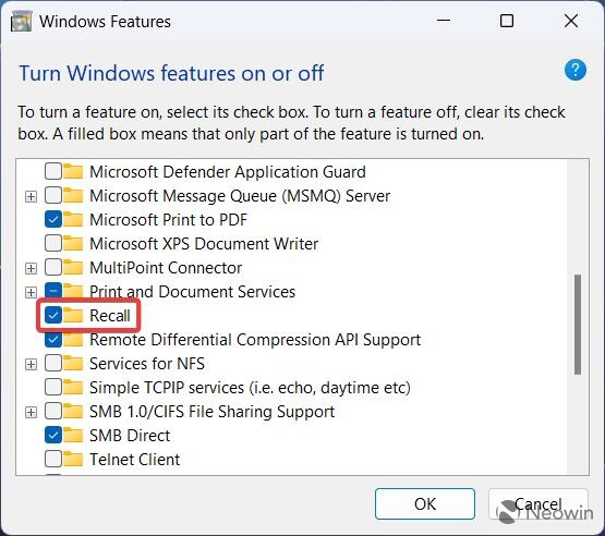 Turn off Recall - Windows 11 24H2