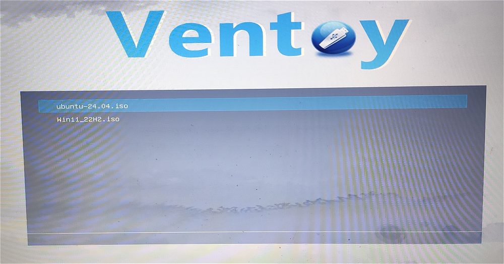 Ventoy, menu avvio file ISO