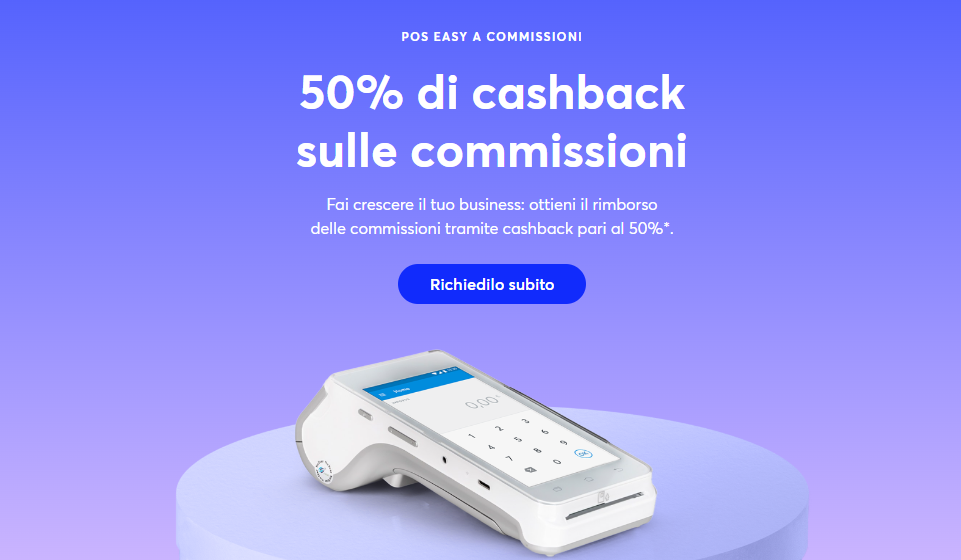 Cashback del 50% sulle commissioni