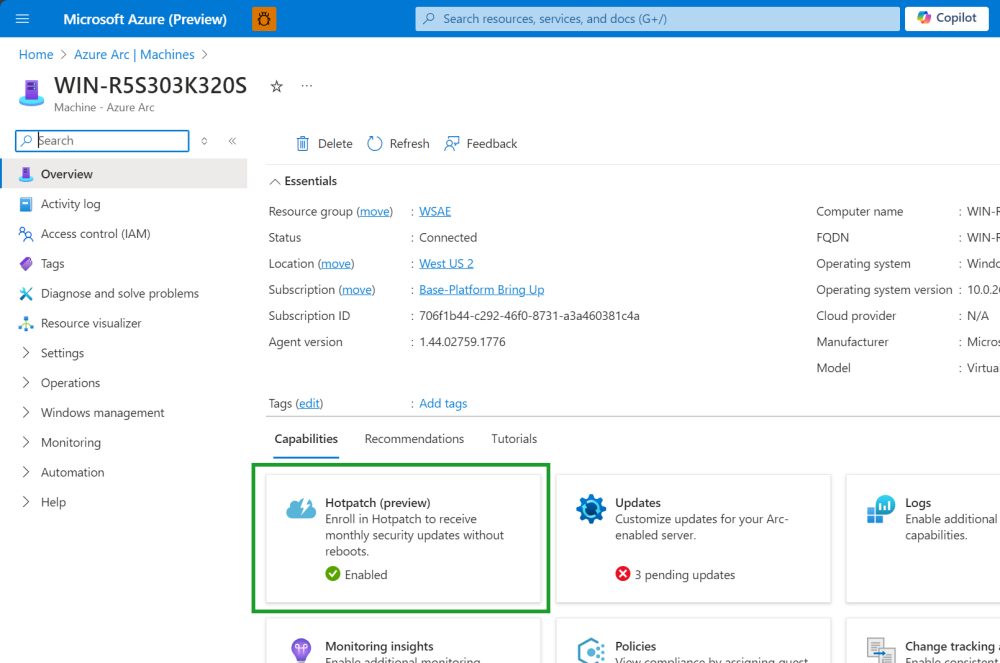 Anteprima Windows Hotpatching