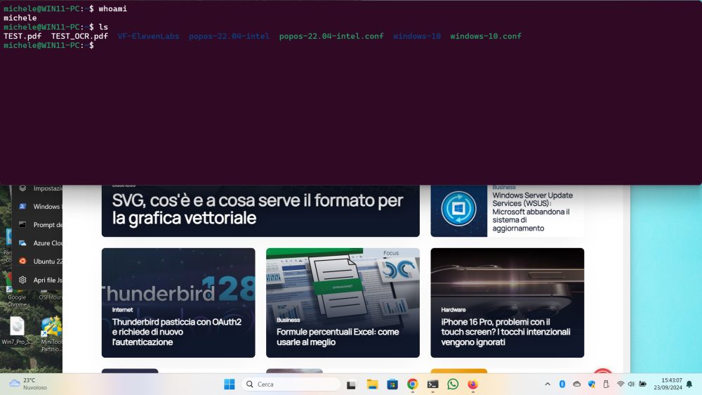 Bash Linux finestra terminale Windows