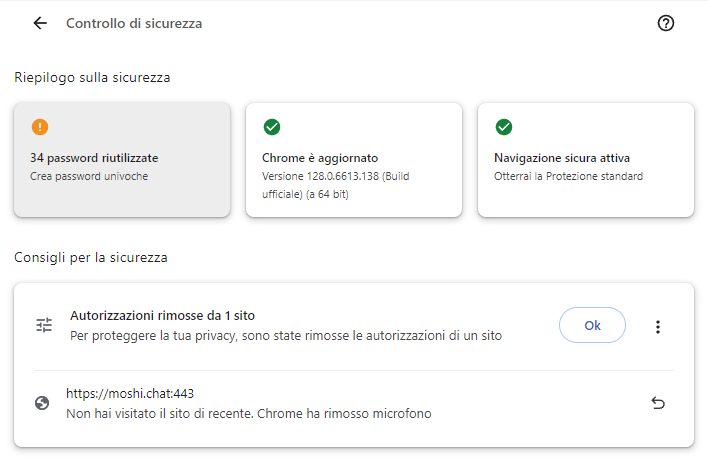 Controllo di sicurezza Chrome