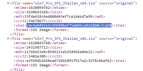 File ISO Windows 7 hash