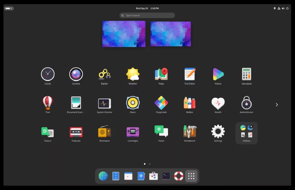 Desktop environment Linux GNOME