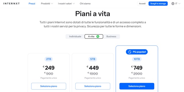 piani a vita internxt promo