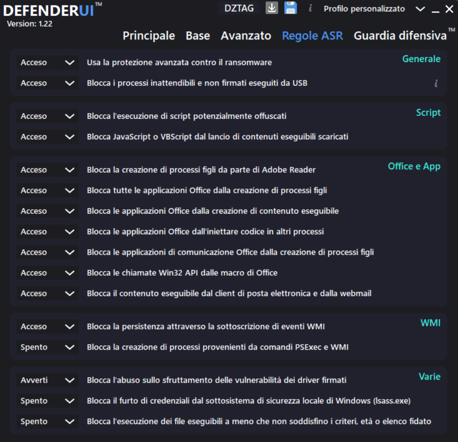 Regole ASR Windows Defender