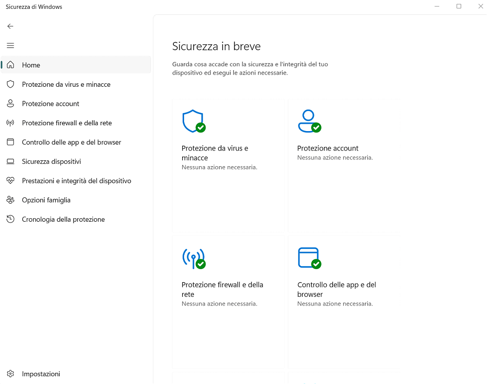 Sicurezza Windows Defender
