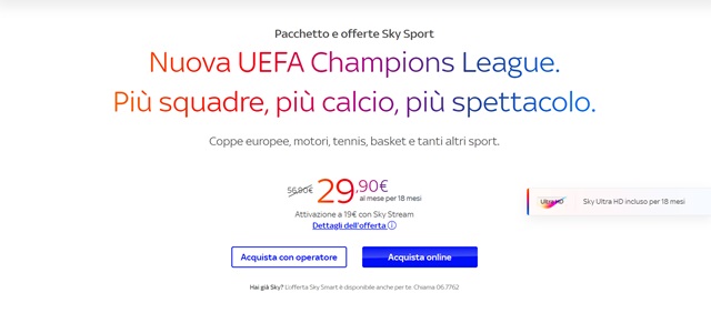 sky tv e sky sport 29 euro