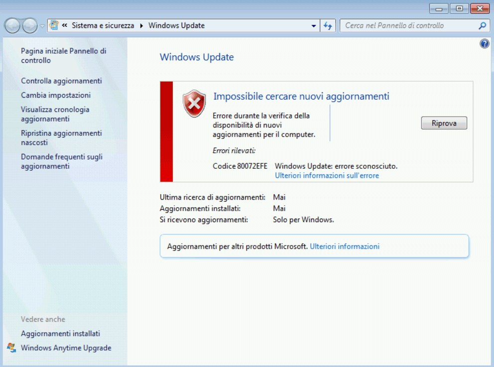 Windows Update non funziona su Windows 7: come risolvere