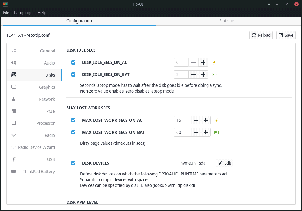 TLP Linux GUI