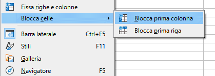 Bloccare riga intestazione LibreOffice Calc