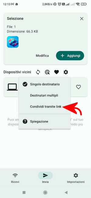 Condivisione tramite link con LocalSend