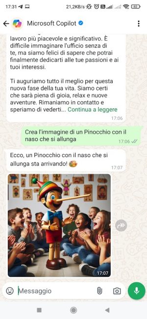 Chatbot Copilot per WhatsApp: esempi utilizzo