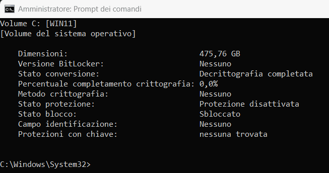 Crittografia dispositivo Windows 11
