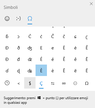 Inserire simboli nei testi su Windows 10 e Windows 11