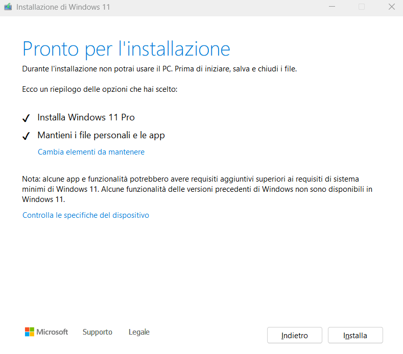 Windows 11: installazione in-place o pulita