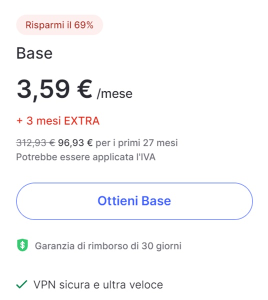 nordvpn 3,59 euro al mese