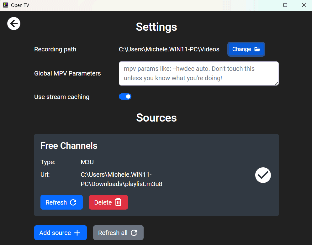 Registrazione flusso video IPTV