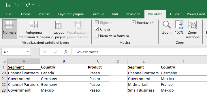 Bloccare intestazione foglio Excel