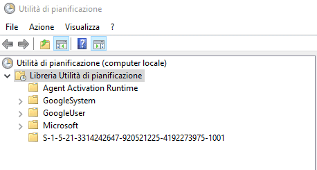 Utilità pianificazione Task Host Window