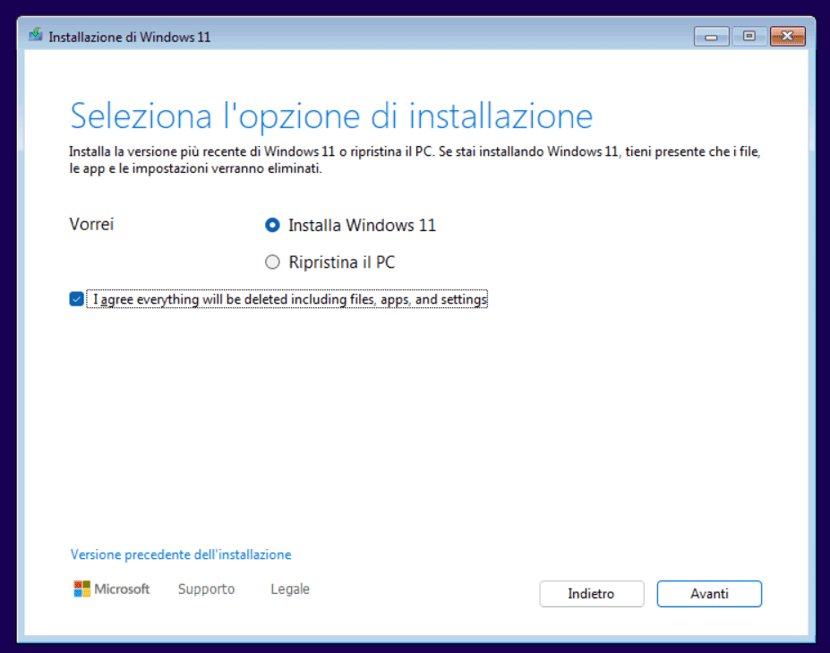 Installare Windows 11 24H2 senza requisiti