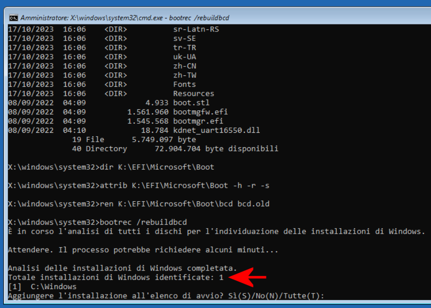 Ricostruzione BCD Windows 10 e 11