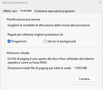 Disattivare file di paging o memoria virtuale in Windows