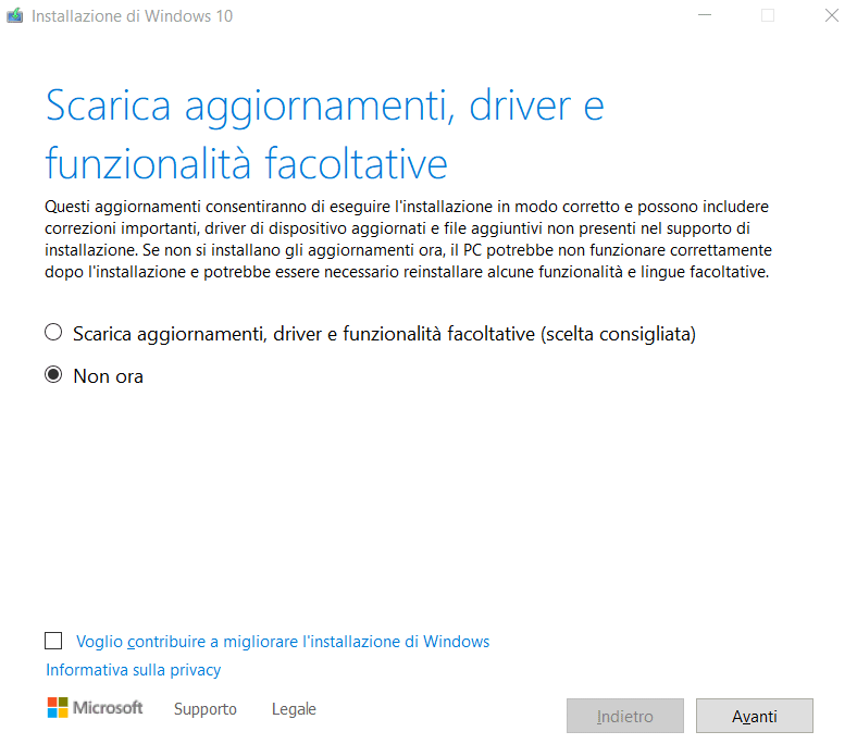 Download aggiornamenti installazione Windows 10 e 11