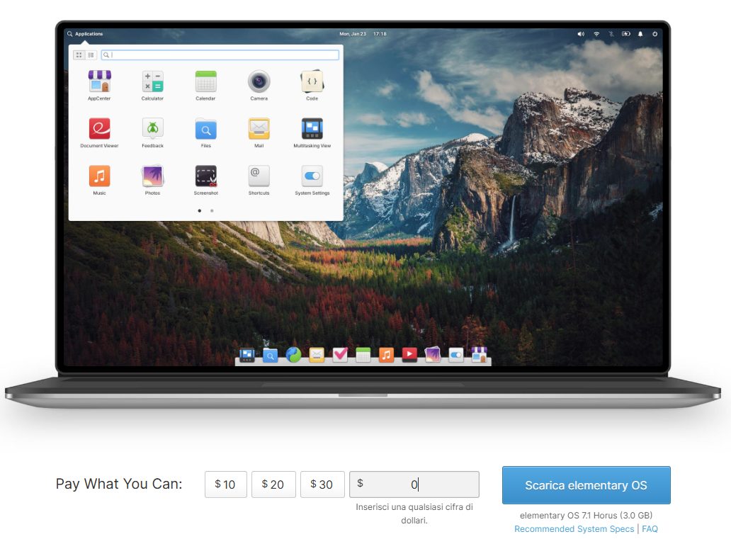 Download gratuito elementary OS