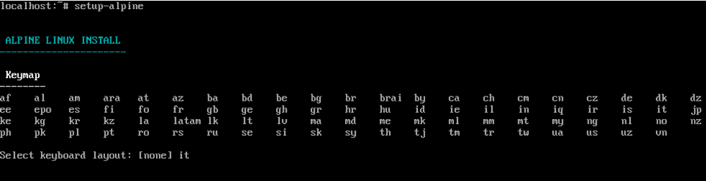 Layout tastiera Alpine Linux