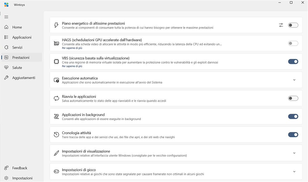 Come migliorare prestazioni Windows con Wintoys