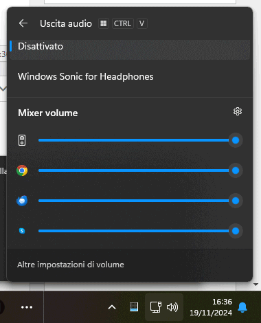 Volumi mixer audio Windows 11