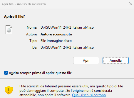 Montare file ISO installazione Windows 11