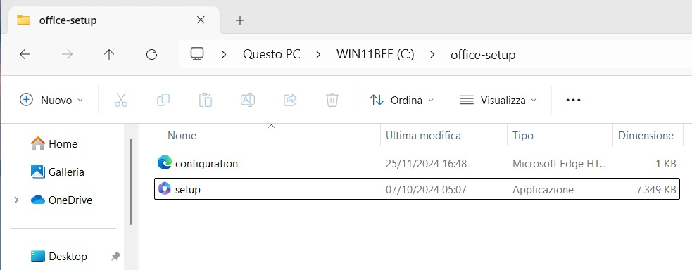 Distribuzione setup Microsoft Office 2024