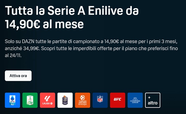 serie a 14,90 euro al mese