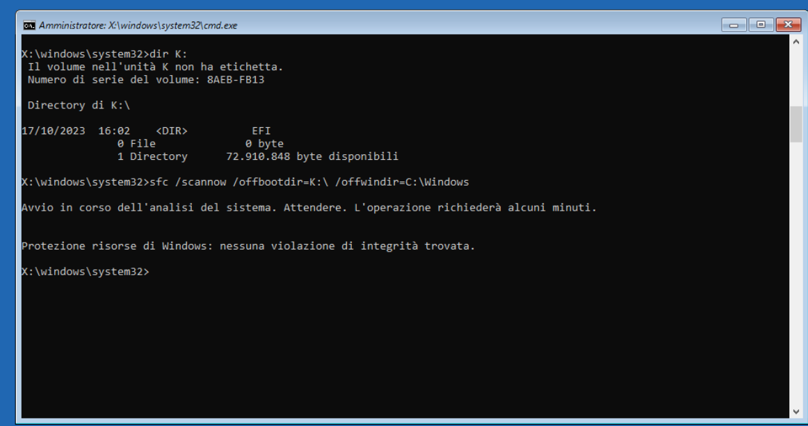 Riparazione file avvio Windows 10 e 11 con SFC