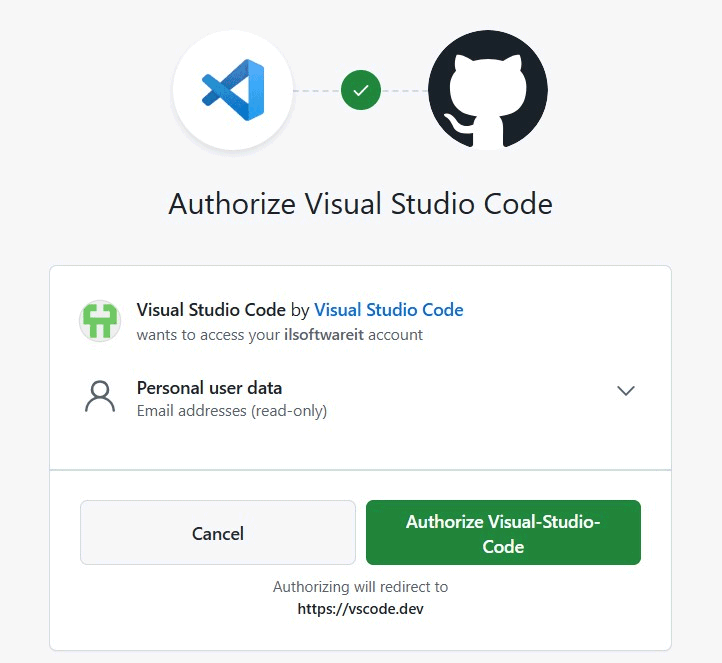 Autorizzazione accesso GitHub con Visual Studio Code