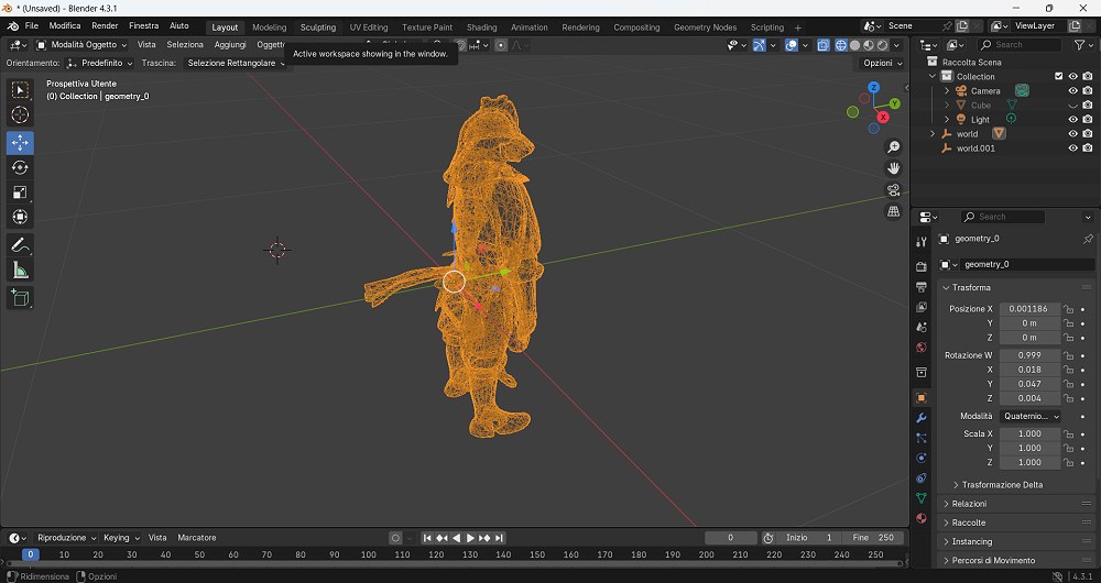 BlenderGPT importazione modello 3D GLB