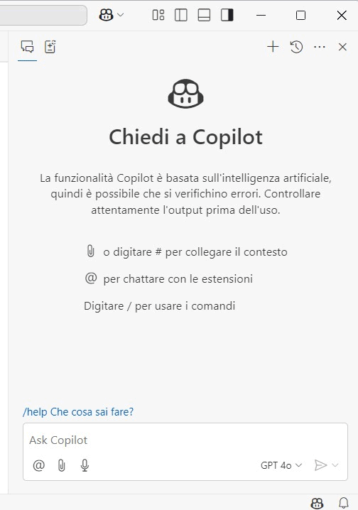 Chiedi a Copilot con Visual Studio Code
